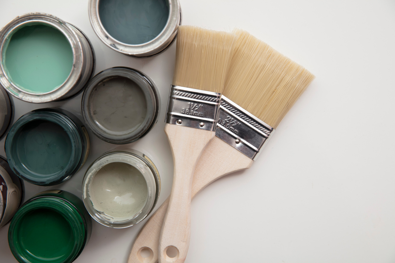 Paint Brush with Green Sample Paint Pots